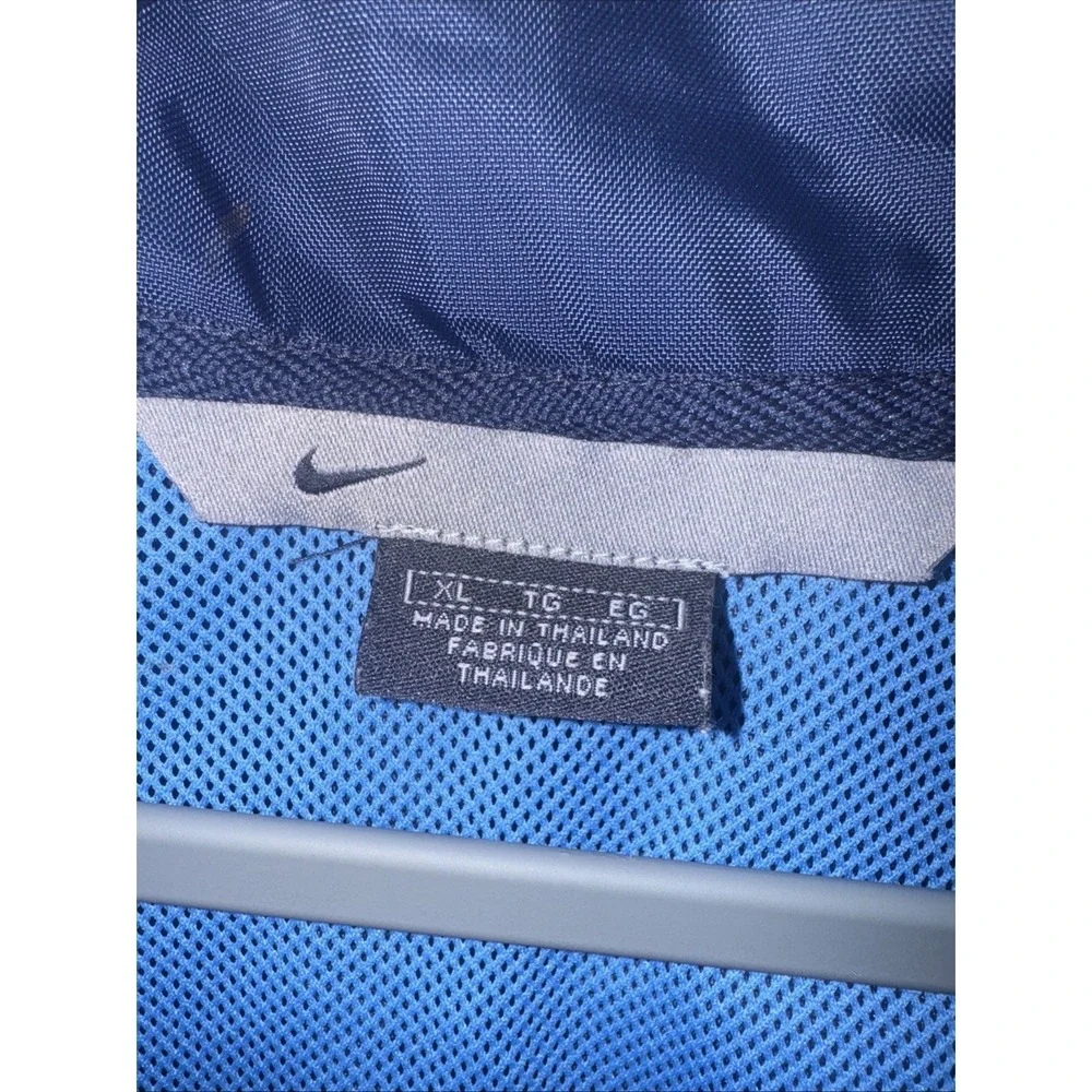 Vintage Nike XL Blue Nylon Windbreaker Anorak Jacket Center‎ Pouch Rare Swoosh